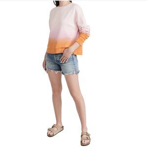 KULE Ombre Summer Sunset Sweatshirt Womens Small Pink Orange Crew Neck Cotton